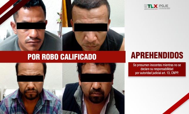 PGJE aprehende a cuatro imputados que participaron en el robo a Elektra en Apizaco