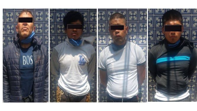 La SSC y la policía municipal de Apizaco aseguraron a cuatro personas por el delito de robo a comercio