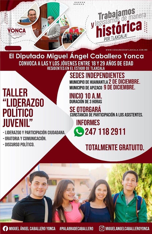 Convoca MACY a jóvenes a participar en el primer taller de “Liderazgo político Juvenil”
