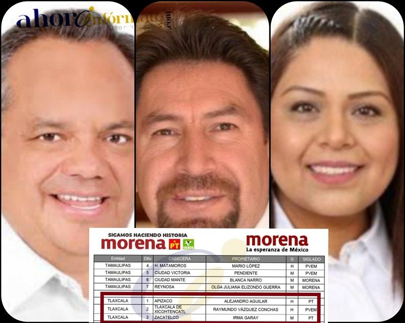 MORENA en Tlaxcala no existe; Alejandro Aguilar, Raymundo Vázquez e Irma Garay, candidatos a Diputados Federales
