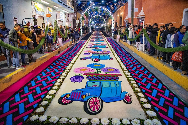 Las alfombras de arte efímero de Huamantla buscan ser patrimonio cultural inmaterial de la humanidad