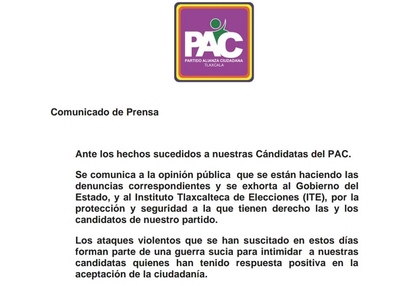 Candidatas del PAC sufren agresiones y las quieren bajar a balazos