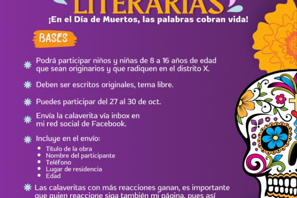 Convoca MACY a niños y niñas del distrito X a participar en el el primer concurso de calaveritas literarias