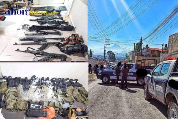 @rsen@l repleto de arm@s y €quipo t@ctico descubren en Apizaco, Gobierno de Cuéllar hace mutis