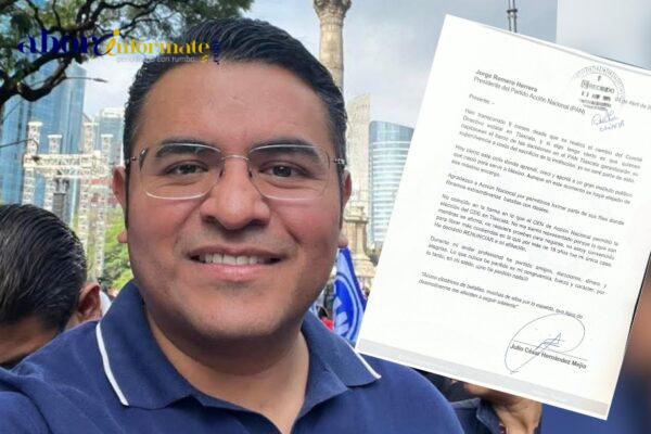 Se va Julio César Hernández del PAN, no admite que un violentador de mujeres sea su lider
