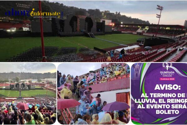 Ni “Tlaloc” quiere a la Gobernadora y le agua inauguración de olimpiada nacional CONADE 2025