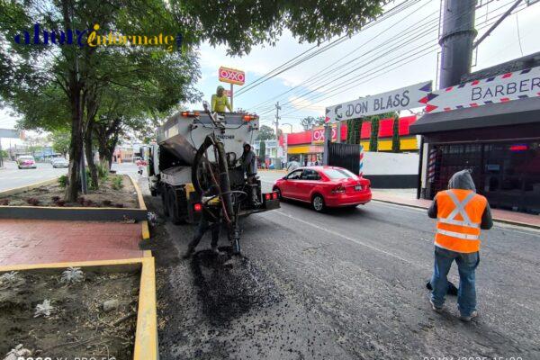 El Ayuntamiento de Tlaxcala intensifica labores de bacheo en principales vialidades de la capital