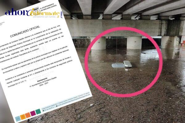 Patrulla que se la trago el agua pertenece al municipio de Emiliano Zapata