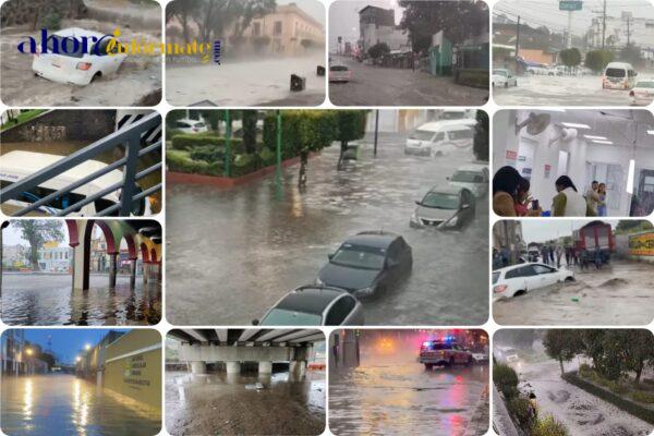Tlaxcala bajo el agua por fuerte tromba