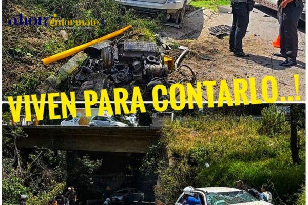 Se salen de la carretera, vuelca su unidad y viven para contarlo