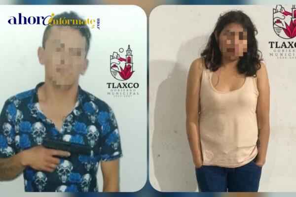 Policía Municipal de Tlaxco detiene a dos personas en posesión de un arma de fuego