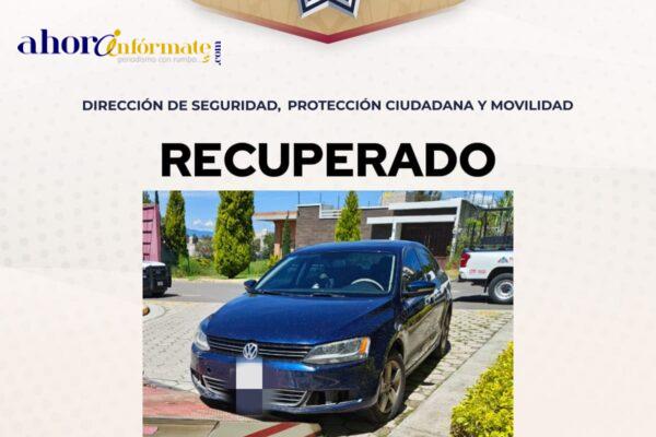 Policía municipal de Tlaxcala recupera vehículo robado tras reporte al sistema de emergencias