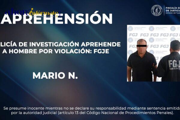 Policía de investigación aprehende a hombre por violación: FGJE