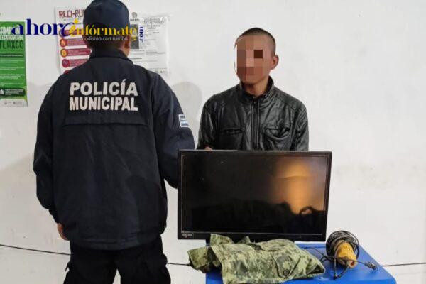 Policía Municipal de Tlaxco asegura a presunto responsable de robo a casa habitación