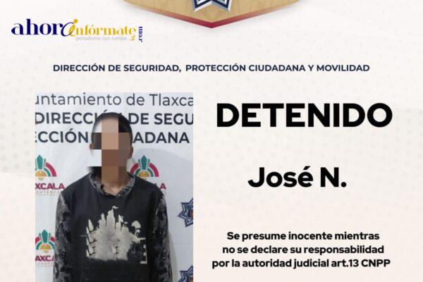 Policía municipal de Tlaxcala detiene a hombre con múltiples antecedentes delictivos