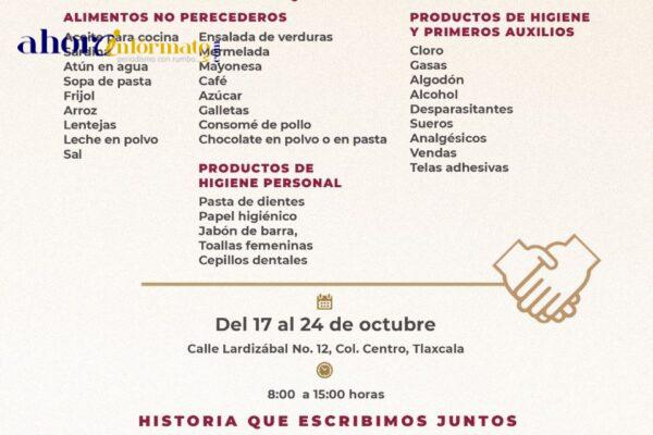 Ayuntamiento de Tlaxcala instala centro de acopio en solidaridad con familias afectadas por las lluvias
